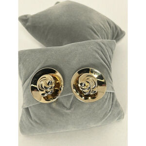 Vintage Alice Jewelry Company Multi Layered Gold Tone Metal Clip Earrings Signed